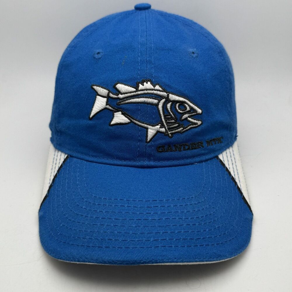 Gander Mountain Fishing Hat Cap Blue White Fish Logo Adjustable Outdoor